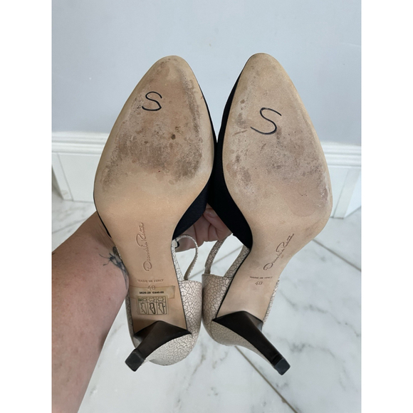 Oscar De La Renta Color block Beige And Black Heels Women’s EU 40 Or US 9-9.5 - Picture 10 of 11
